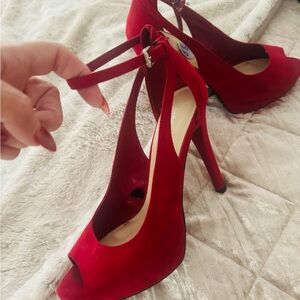 Marc Fisher Red Peep-Toe Heels